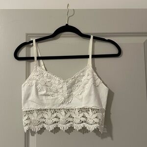 Garage white Lace Detail Top